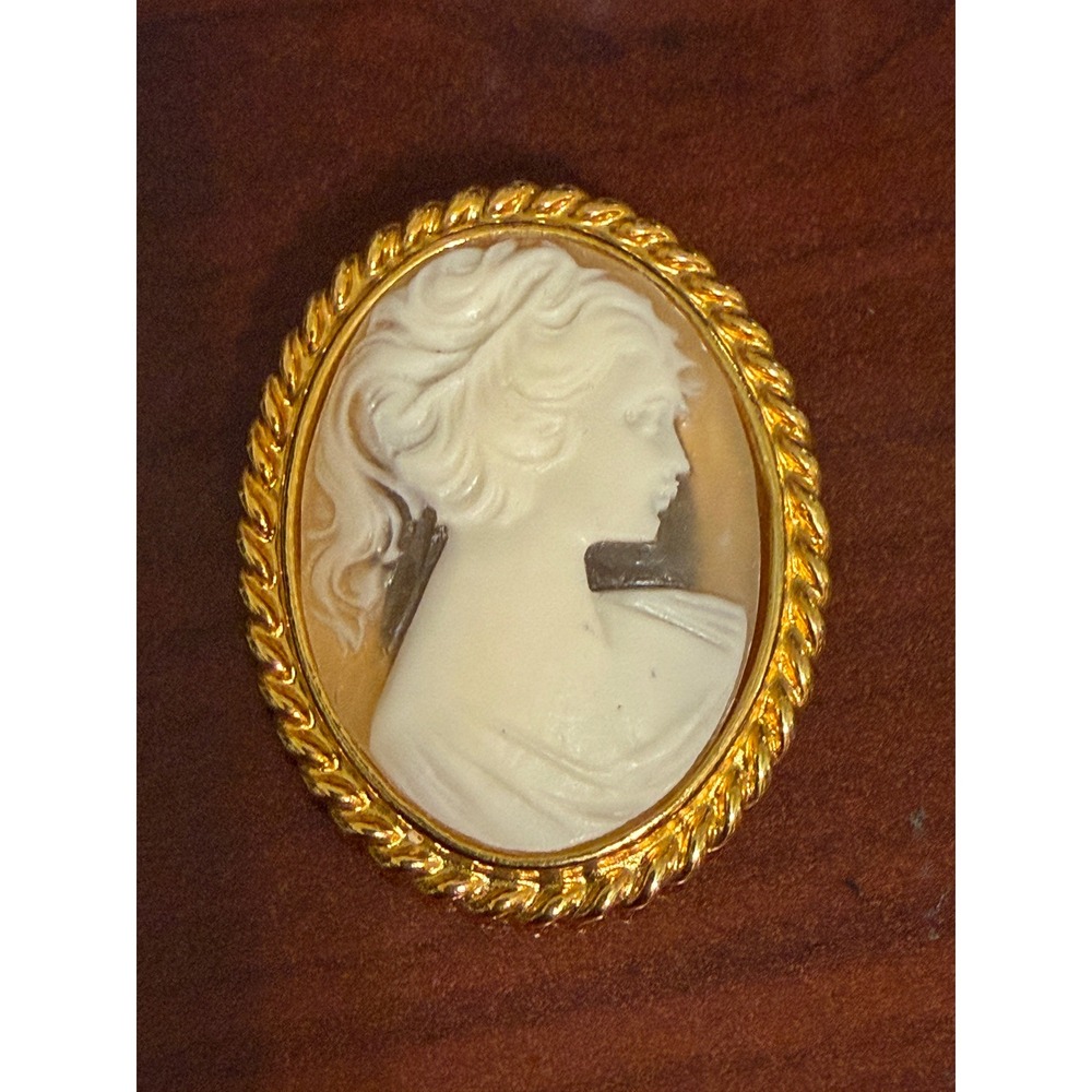 Vintage CAROLEE Goldtone Faux Cameo Brooh Pin